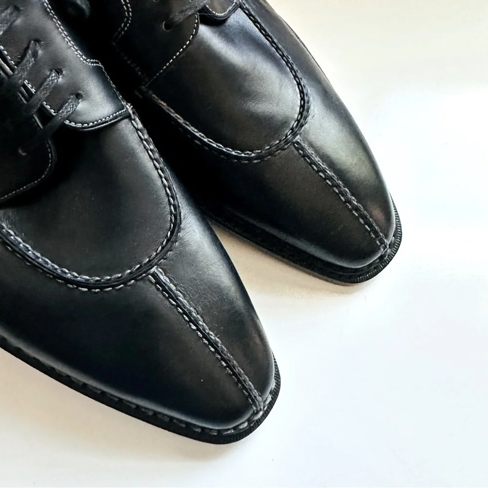 NWT $950 Nordstrom Santoni Men's Black Leather Shoes